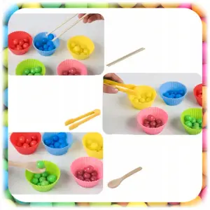 DREWNIANA UKŁADANKA MONTESSORI SENSORYCZNA GRA SORTER KULKI XL ZESTAW 81 EL