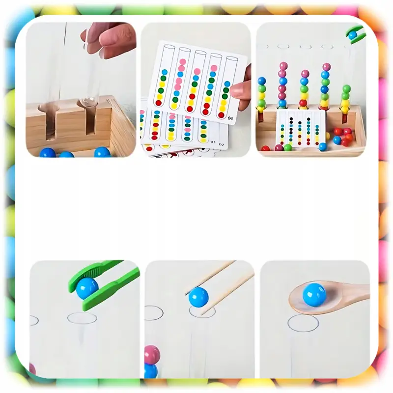 DREWNIANA UKŁADANKA MONTESSORI SENSORYCZNA GRA SORTER KULKI XL ZESTAW 81 EL