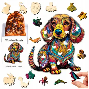 PUZZLE DREWNIANE A4 PIES DWUSTRONNE 174EL UKŁADANKA PREZENT DLA DZIECI