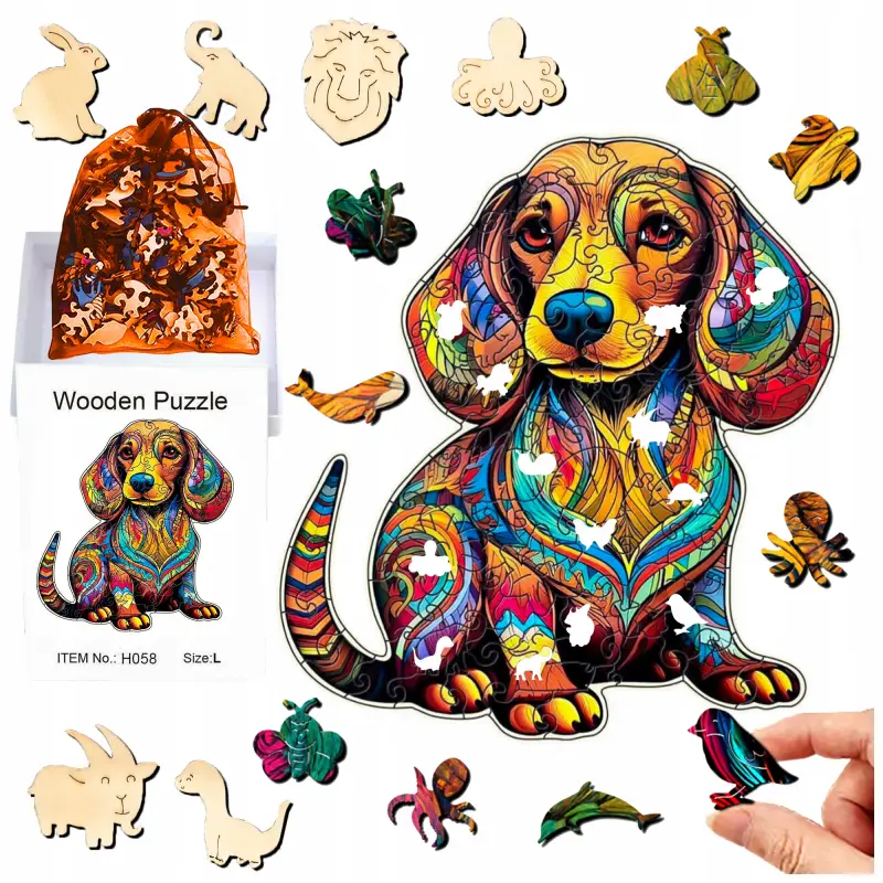 PUZZLE DREWNIANE A4 PIES DWUSTRONNE 174EL UKŁADANKA PREZENT DLA DZIECI