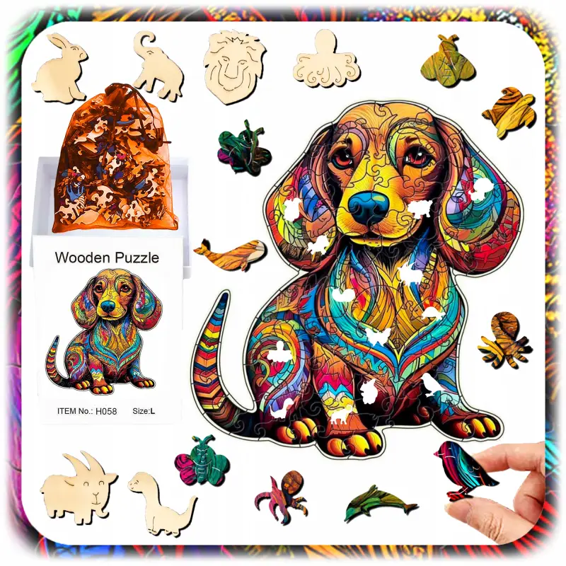 PUZZLE DREWNIANE A4 PIES DWUSTRONNE 174EL UKŁADANKA PREZENT DLA DZIECI