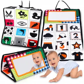 KSIĄŻECZKA Z LUSTERKIEM Kontrastowa Dla Niemowląt Sensoryczna Składana 0+