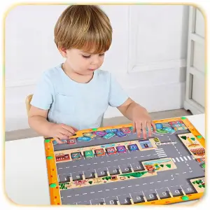 MAGNETYCZNY ALFABET LABIRYNT TABLICA MONTESSORI PARKING DREWNIANA GRA XL