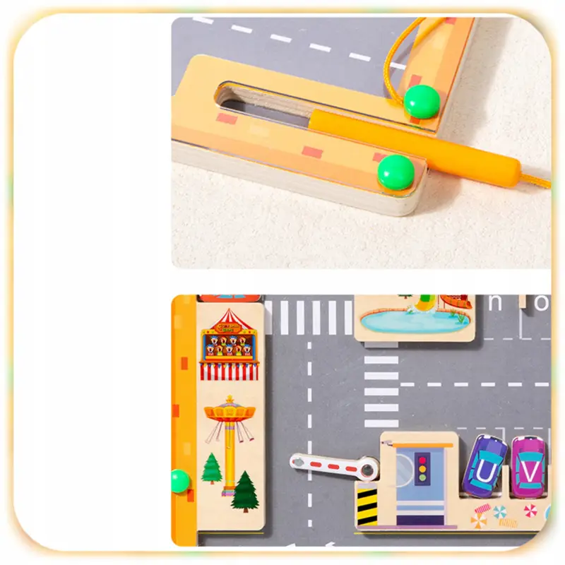 MAGNETYCZNY ALFABET LABIRYNT TABLICA MONTESSORI PARKING DREWNIANA GRA XL
