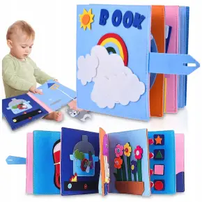 KSIĄŻECZKA SENSORYCZNA MONTESSORI KSIĄŻKA FILCOWA EDUKACYJNA 3D CHMURKI