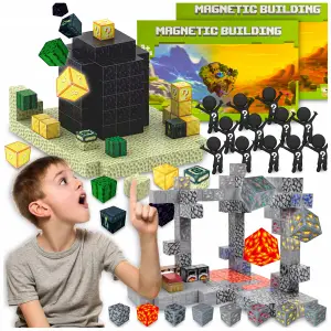 KLOCKI MAGNETYCZNE KONSTRUKCYJNE MIX KLOCKÓW LOSOWE 320 EL + 12 LUDZIKI