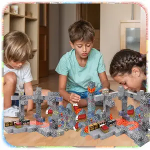 KLOCKI MAGNETYCZNE KONSTRUKCYJNE MIX KLOCKÓW LOSOWE 320 EL + 12 LUDZIKI