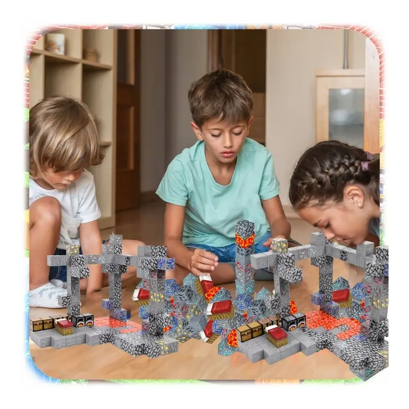 KLOCKI MAGNETYCZNE KONSTRUKCYJNE MIX KLOCKÓW LOSOWE 320 EL + 12 LUDZIKI