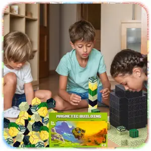 KLOCKI MAGNETYCZNE KONSTRUKCYJNE MIX KLOCKÓW LOSOWE 320 EL + 12 LUDZIKI