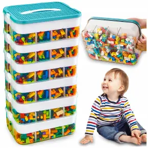 POJEMNIK NA KLOCKI LEGO 6-PIĘTROWY WARSTWOWY ORGANIZER Z PRZEGRÓDKAMI 44 L