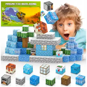 KLOCKI MAGNETYCZNE KONSTRUKCYJNE KLOCKÓW ZIMOWE ŚWIĄTECZNE PREZENT 112 EL