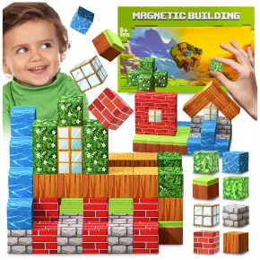 KLOCKI MAGNETYCZNE KONSTRUKCYJNE MIX KLOCKÓW PIXELOWE LOSOWE PREZENT 65 EL