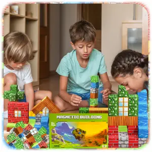 KLOCKI MAGNETYCZNE KONSTRUKCYJNE MIX KLOCKÓW PIXELOWE LOSOWE PREZENT 65 EL