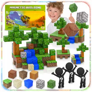 KLOCKI MAGNETYCZNE KONSTRUKCYJNE 3D PIKSELE ZESTAW 100EL + LOSOWE 3LUDZIKI