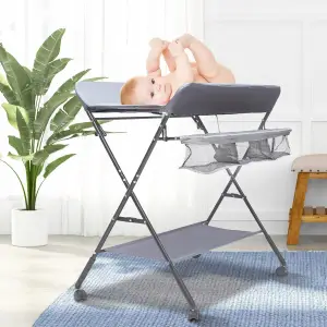 SKŁADANY PRZEWIJAK DLA NIEMOWLAT DZIECI SZARY MOBILNY DO PRZEWIJANIA 15KG