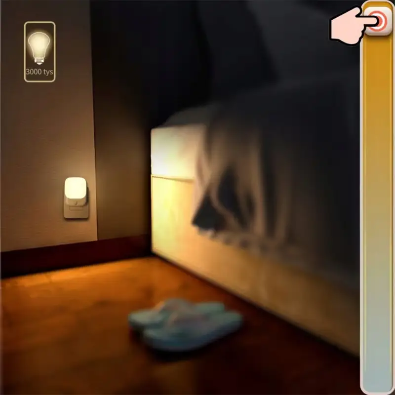 LAMPKA NOCNA LED Z CZUJNIKIEM RUCHU I ZMIERZCHU DO GNIZADKA KONTAKTU 2 SZT