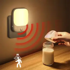 LAMPKA NOCNA LED Z CZUJNIKIEM RUCHU I ZMIERZCHU DO GNIZADKA KONTAKTU 2 SZT