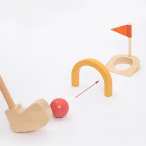 DREWNIANY MINI GOLF GRA DLA DZIECI ZESTAW 11 EL BRAMKA KIJ PIŁECZKI CENTRUM