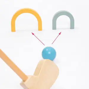 DREWNIANY MINI GOLF GRA DLA DZIECI ZESTAW 11 EL BRAMKA KIJ PIŁECZKI CENTRUM