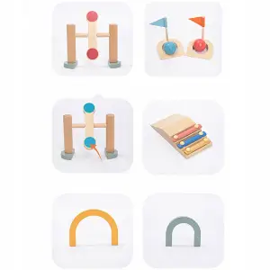 DREWNIANY MINI GOLF GRA DLA DZIECI ZESTAW 11 EL BRAMKA KIJ PIŁECZKI CENTRUM