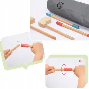 DREWNIANY MINI GOLF GRA DLA DZIECI ZESTAW 11 EL BRAMKA KIJ PIŁECZKI CENTRUM