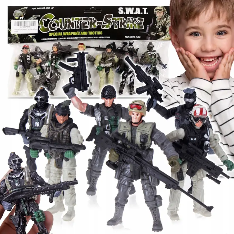 ŻOŁNIERZYKI FIGURKI ŻOŁNIERZY SWAT PLASTIKOWE ARMIA COUNTER STRIKE 6 SZT