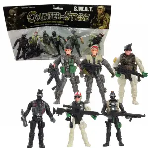 ŻOŁNIERZYKI FIGURKI ŻOŁNIERZY SWAT PLASTIKOWE ARMIA COUNTER STRIKE 6 SZT