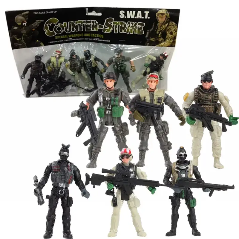 ŻOŁNIERZYKI FIGURKI ŻOŁNIERZY SWAT PLASTIKOWE ARMIA COUNTER STRIKE 6 SZT