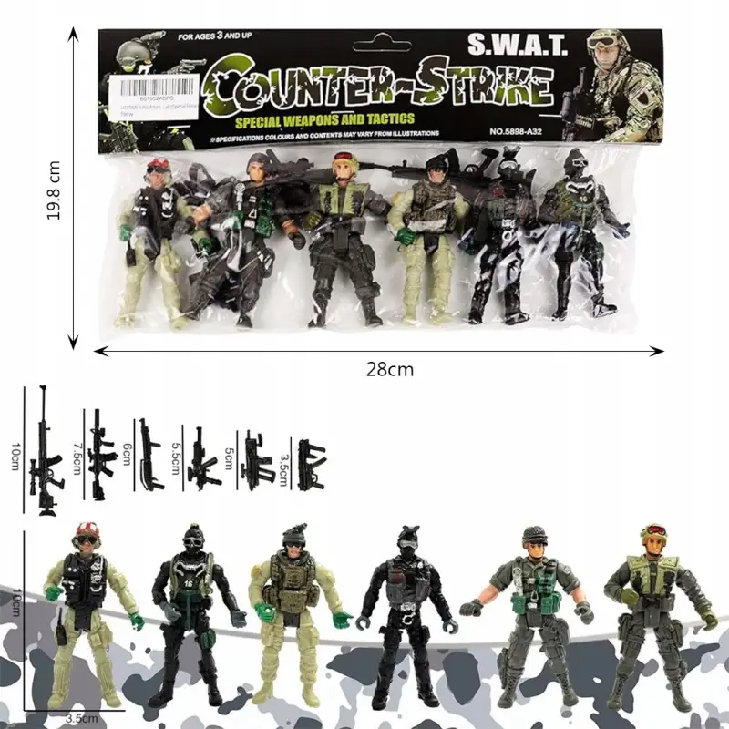 ŻOŁNIERZYKI FIGURKI ŻOŁNIERZY SWAT PLASTIKOWE ARMIA COUNTER STRIKE 6 SZT