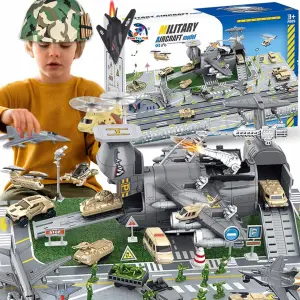 BAZA WOJSKOWA SIŁ POWIETRZNYCH ZESTAW ZABAWKOWY CZOŁGI SAMOLOTY POJAZDY