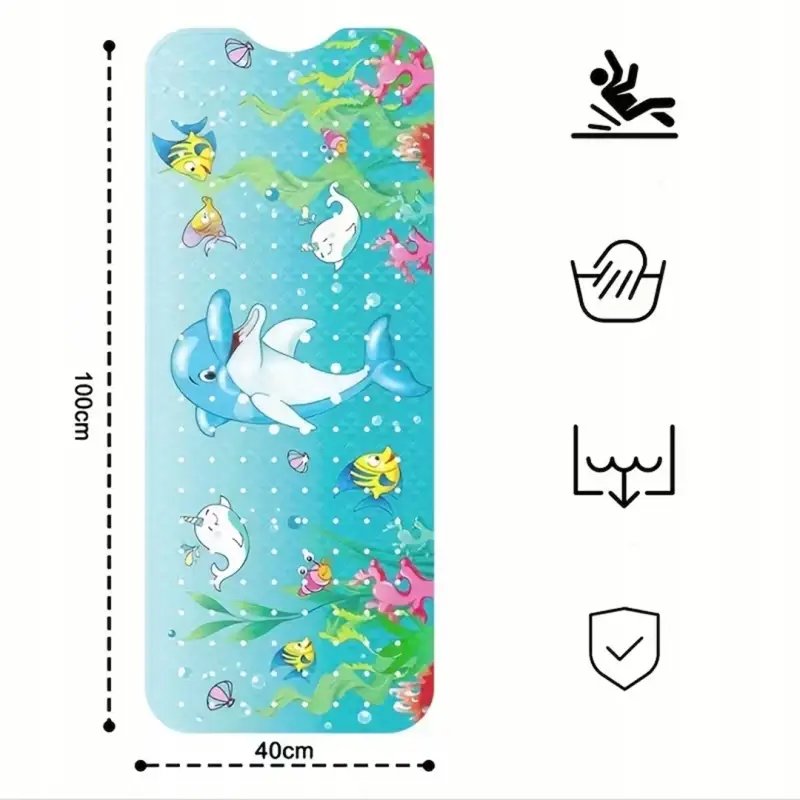 MATA PODŁOGOWA ANTYPOŚLIZGOWA OCHRONNA DUŻA Z MOTYWEM DELFINA 100x40 cm