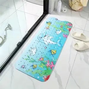 MATA PODŁOGOWA ANTYPOŚLIZGOWA OCHRONNA DUŻA Z MOTYWEM DELFINA 100x40 cm