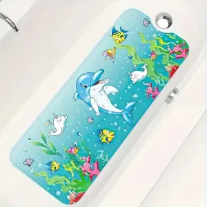 MATA PODŁOGOWA ANTYPOŚLIZGOWA OCHRONNA DUŻA Z MOTYWEM DELFINA 100x40 cm
