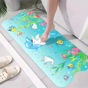 MATA PODŁOGOWA ANTYPOŚLIZGOWA OCHRONNA DUŻA Z MOTYWEM DELFINA 100x40 cm