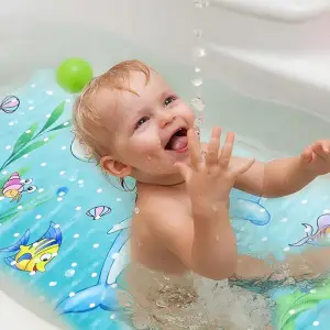 MATA PODŁOGOWA ANTYPOŚLIZGOWA OCHRONNA DUŻA Z MOTYWEM DELFINA 100x40 cm