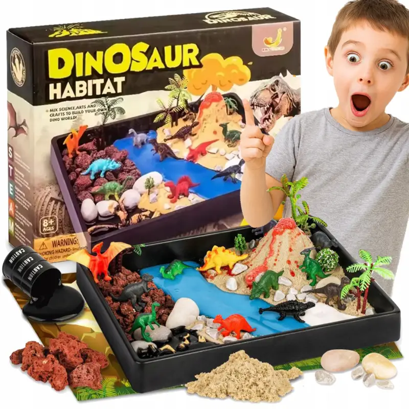 WYBUCH WULKANU DIY FIGURKI DINOZAURY ZESTAW EDUKACYJNY KREATYWNE TERRARIUM