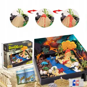 WYBUCH WULKANU DIY FIGURKI DINOZAURY ZESTAW EDUKACYJNY KREATYWNE TERRARIUM