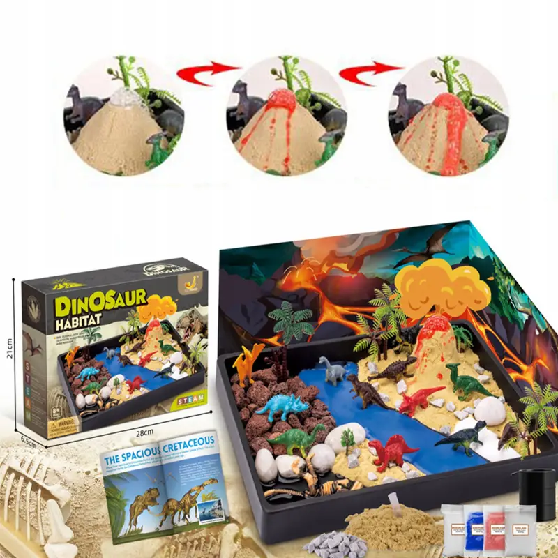 WYBUCH WULKANU DIY FIGURKI DINOZAURY ZESTAW EDUKACYJNY KREATYWNE TERRARIUM