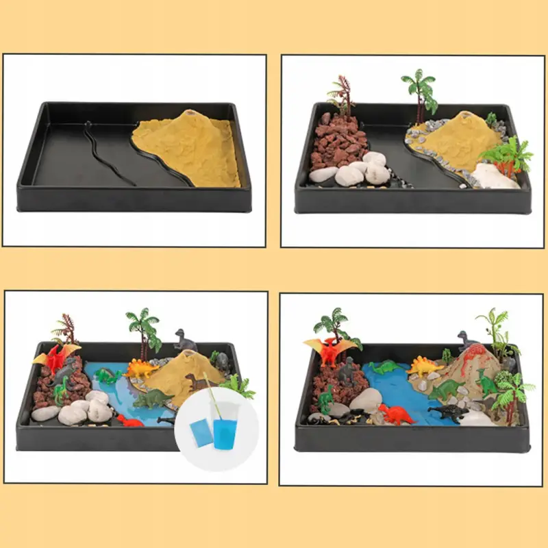 WYBUCH WULKANU DIY FIGURKI DINOZAURY ZESTAW EDUKACYJNY KREATYWNE TERRARIUM