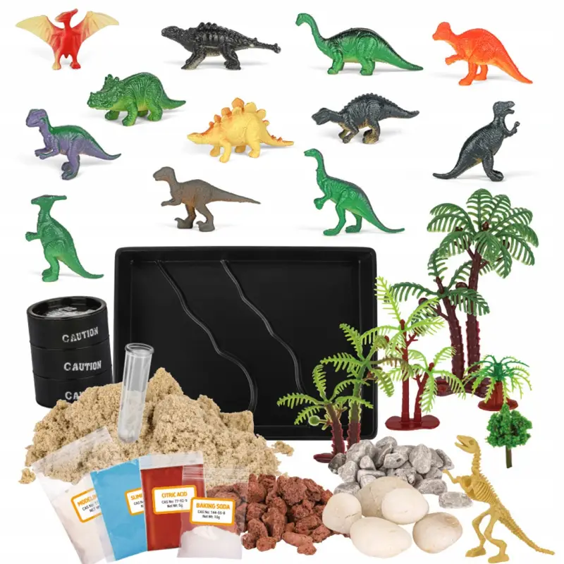 WYBUCH WULKANU DIY FIGURKI DINOZAURY ZESTAW EDUKACYJNY KREATYWNE TERRARIUM