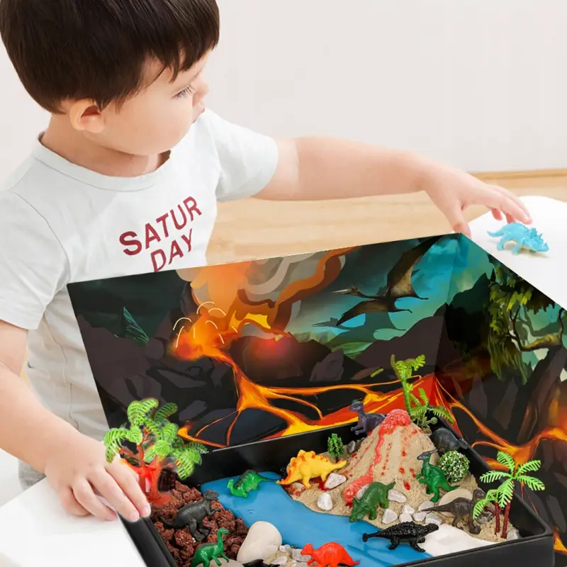 WYBUCH WULKANU DIY FIGURKI DINOZAURY ZESTAW EDUKACYJNY KREATYWNE TERRARIUM