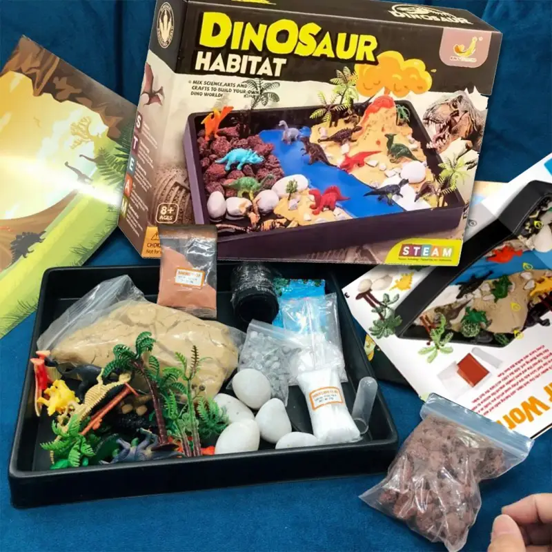 WYBUCH WULKANU DIY FIGURKI DINOZAURY ZESTAW EDUKACYJNY KREATYWNE TERRARIUM