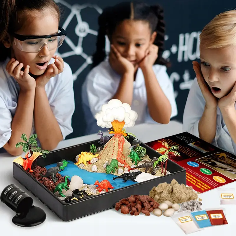 WYBUCH WULKANU DIY FIGURKI DINOZAURY ZESTAW EDUKACYJNY KREATYWNE TERRARIUM