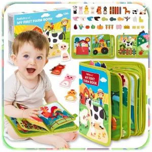 KSIĄŻKA SENSORYCZNA NA WSI MONTESSORI 3D EDUKACYJNA DOTYKOWA DLA DZIECI