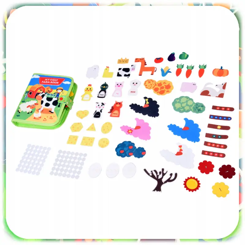 KSIĄŻKA SENSORYCZNA NA WSI MONTESSORI 3D EDUKACYJNA DOTYKOWA DLA DZIECI