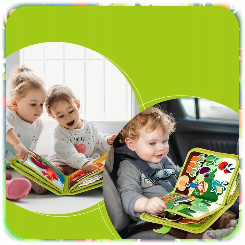 KSIĄŻKA SENSORYCZNA NA WSI MONTESSORI 3D EDUKACYJNA DOTYKOWA DLA DZIECI