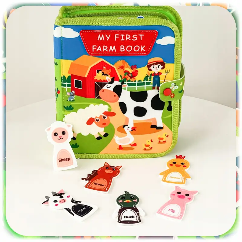 KSIĄŻKA SENSORYCZNA NA WSI MONTESSORI 3D EDUKACYJNA DOTYKOWA DLA DZIECI