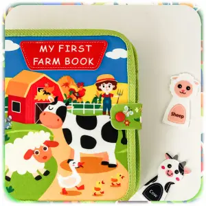 KSIĄŻKA SENSORYCZNA NA WSI MONTESSORI 3D EDUKACYJNA DOTYKOWA DLA DZIECI