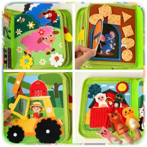 KSIĄŻKA SENSORYCZNA NA WSI MONTESSORI 3D EDUKACYJNA DOTYKOWA DLA DZIECI