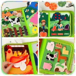 KSIĄŻKA SENSORYCZNA NA WSI MONTESSORI 3D EDUKACYJNA DOTYKOWA DLA DZIECI